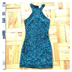 PARKER TEAL SEQUINED DRESS SZ XS